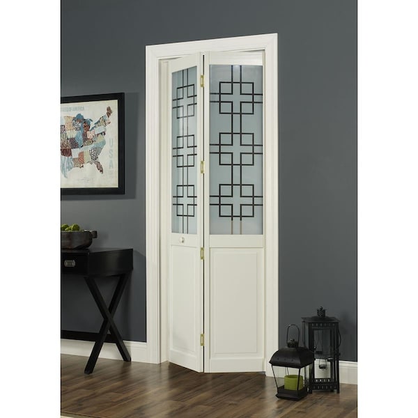 Parche 32 x 80 in. Half Glass Symmetry Bifold Door, Unfinished Pine PA3583034 - main